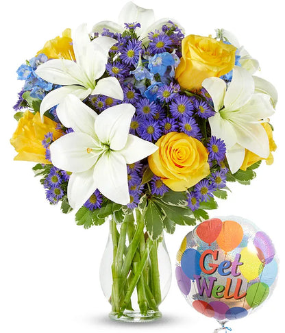 Blue Skies and Sunshine with Get Well Balloon